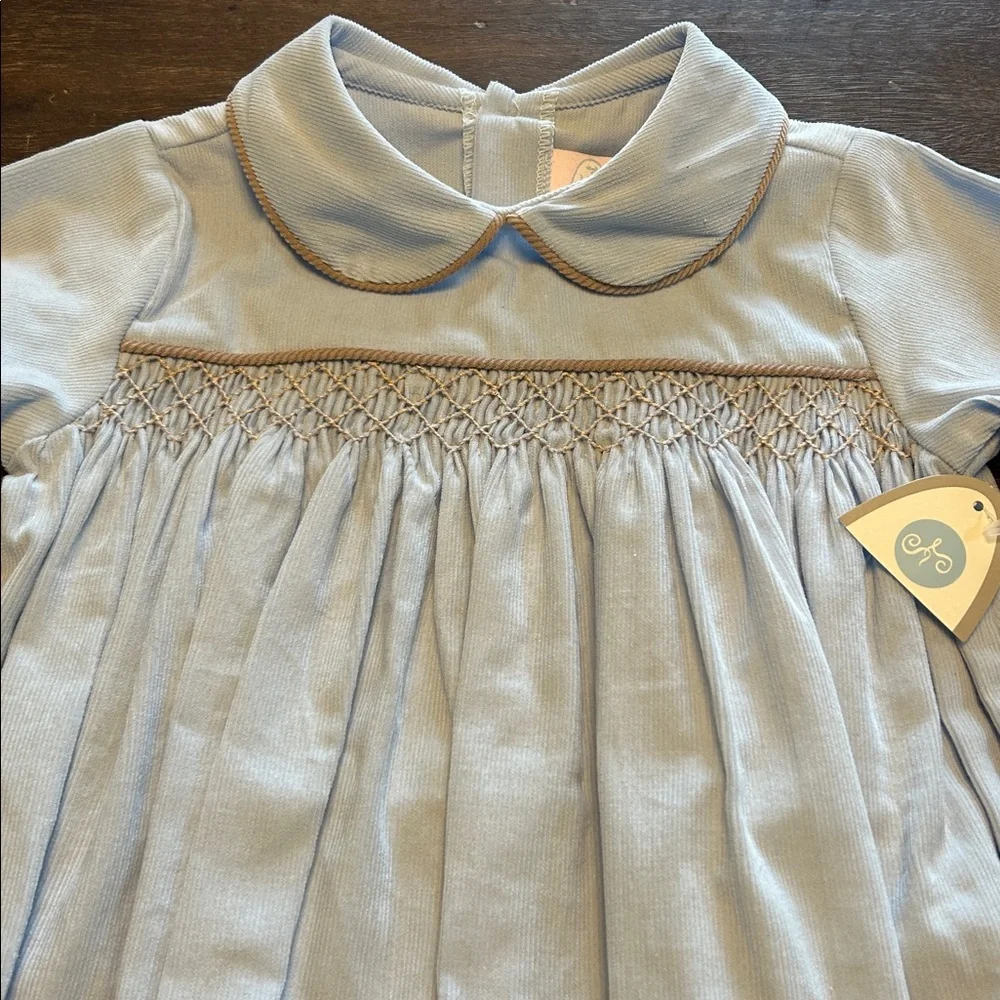 New with Tags Lullaby Set Smocked Light Blue Corduroy One-Piece Romper - Picture 1 of 5